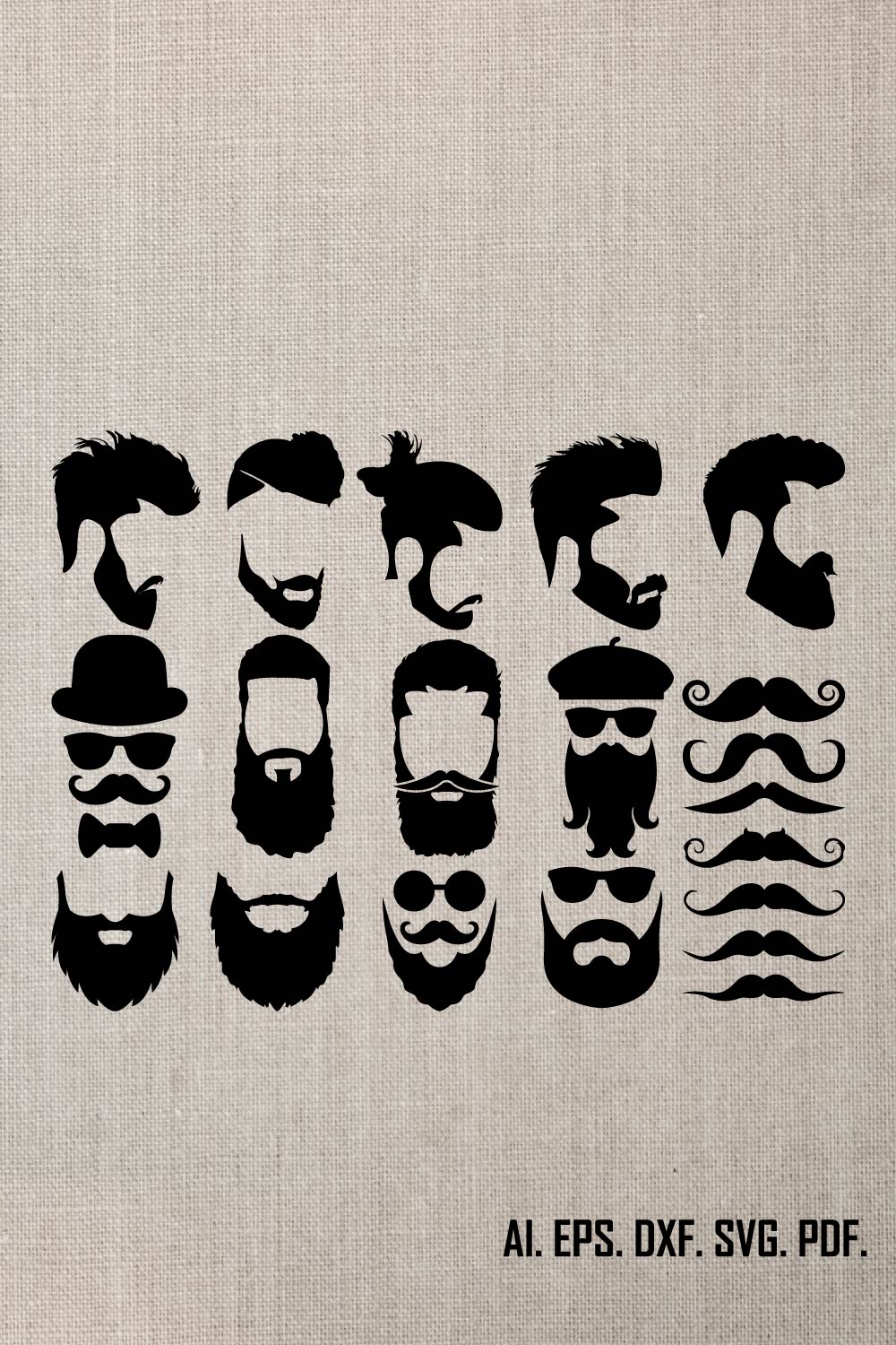 Beard SVG, Beard Bundle SVG, Beard Silhouette, Beard Clipart, Digital File, Cricut Svg file, Instant download pinterest preview image.