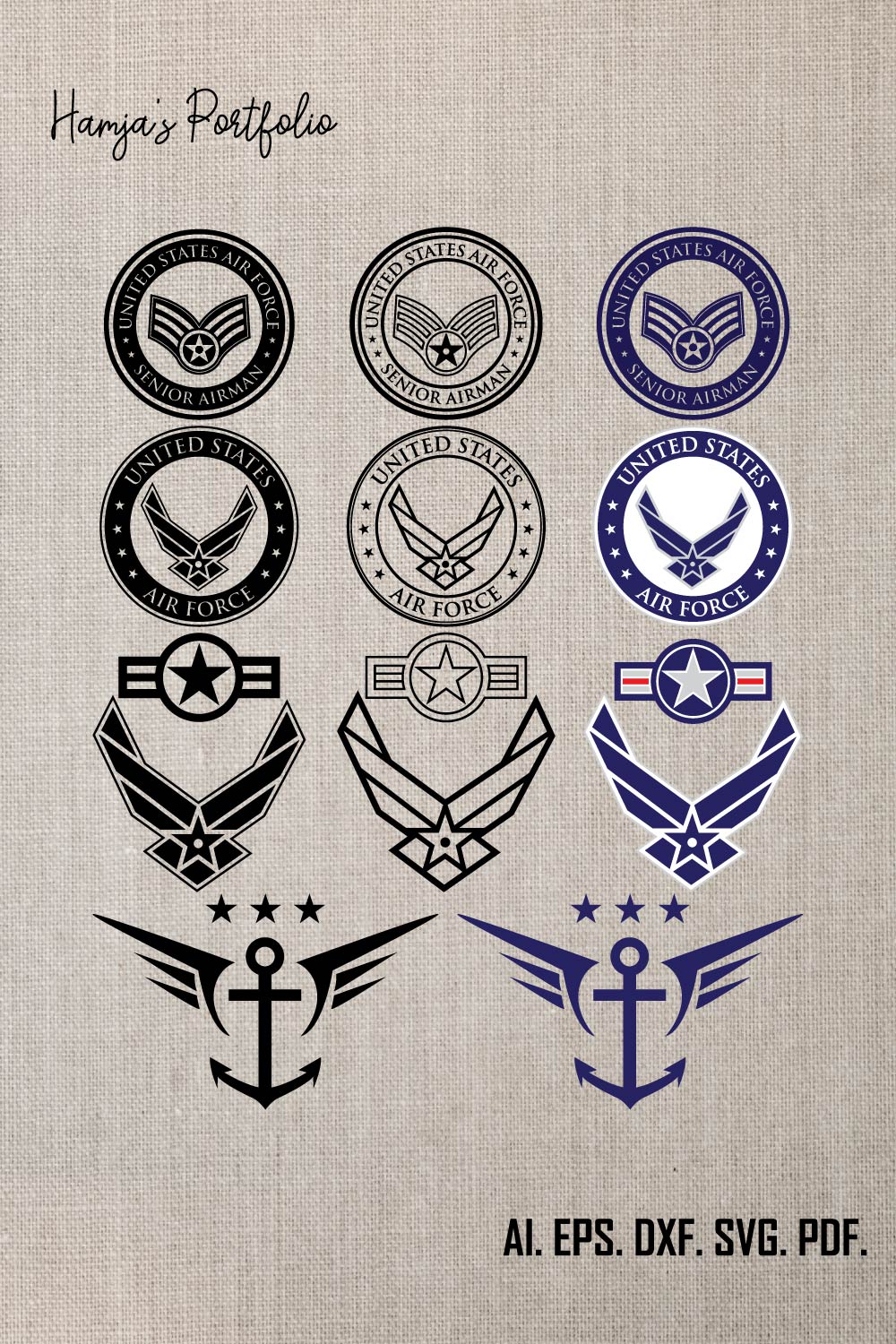 US Air Force Logo Vector Set pinterest preview image.