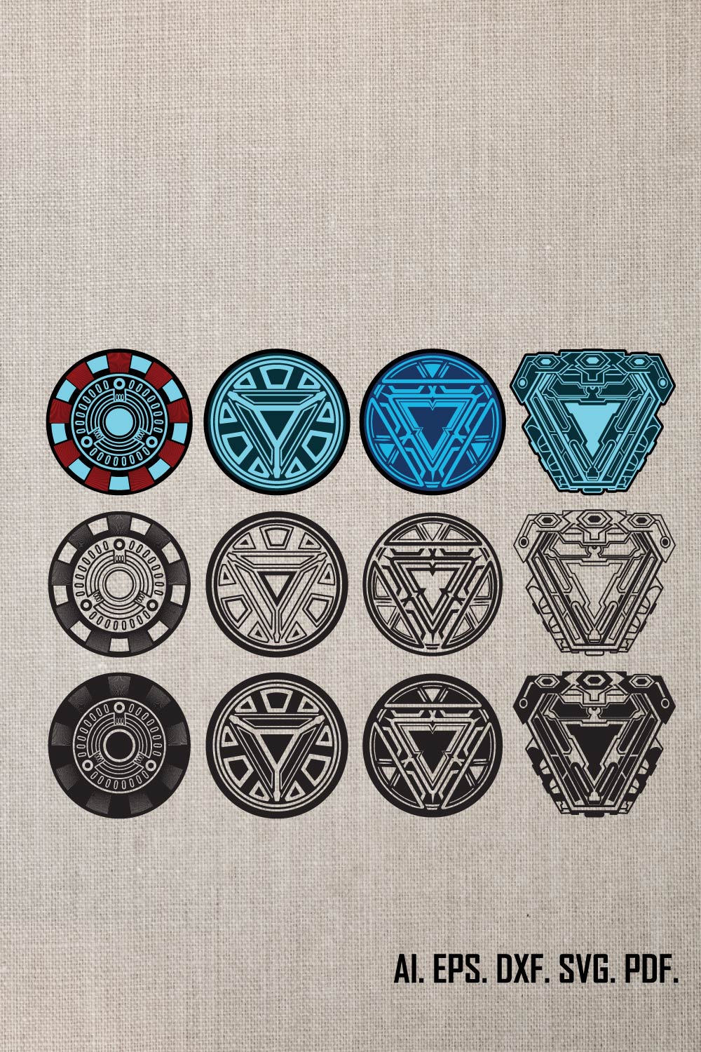 Arc Reactor Evolution svg, Arc Reactor Evolution bundle svg, png, dxf, svg files for cricut, movie svg, clipart pinterest preview image.