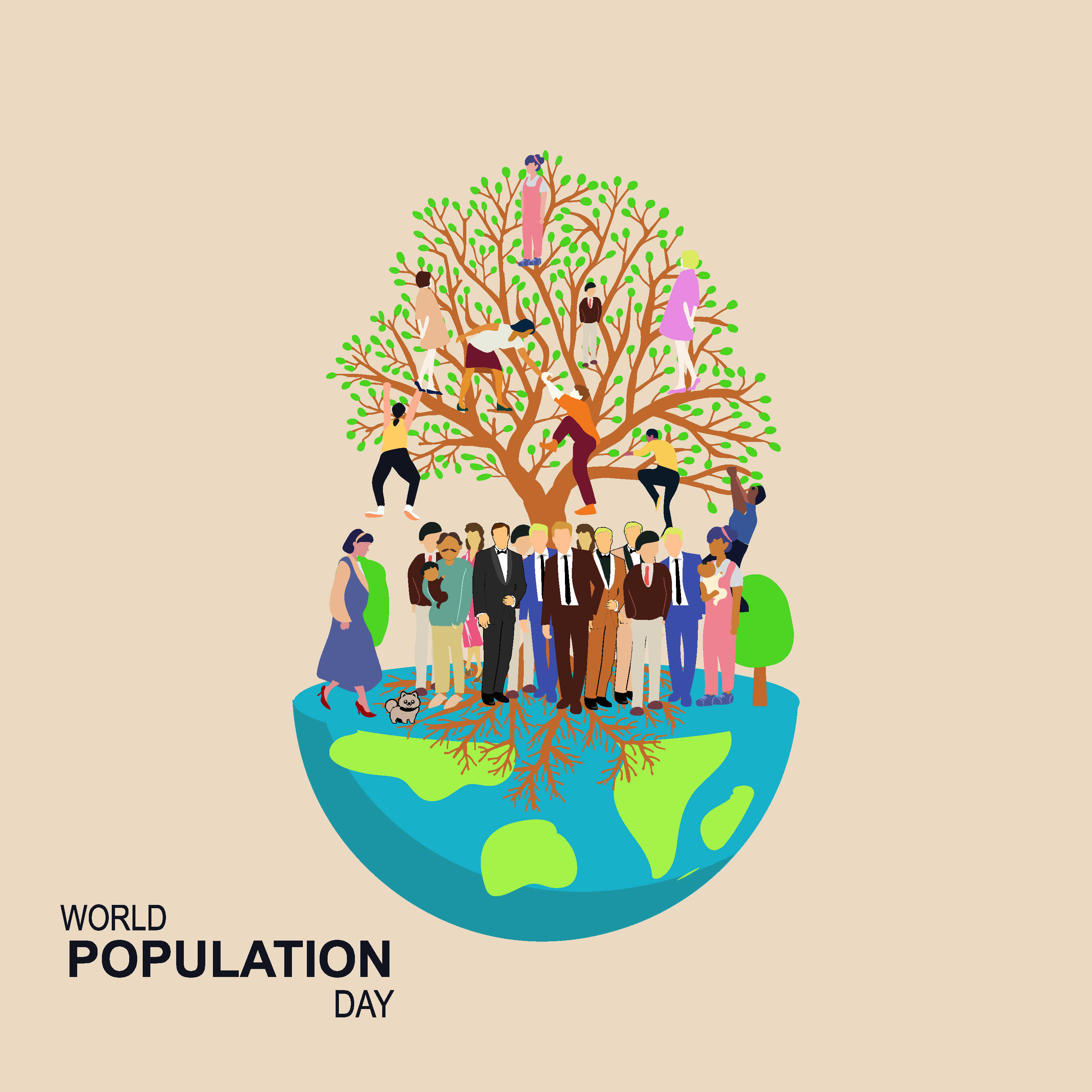 Flat world population day illustration preview image.