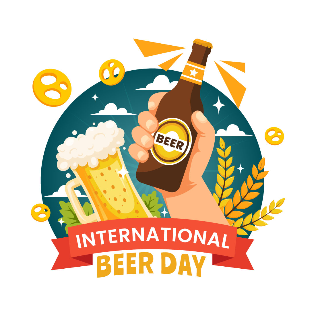 12 International Beer Day Illustration preview image.