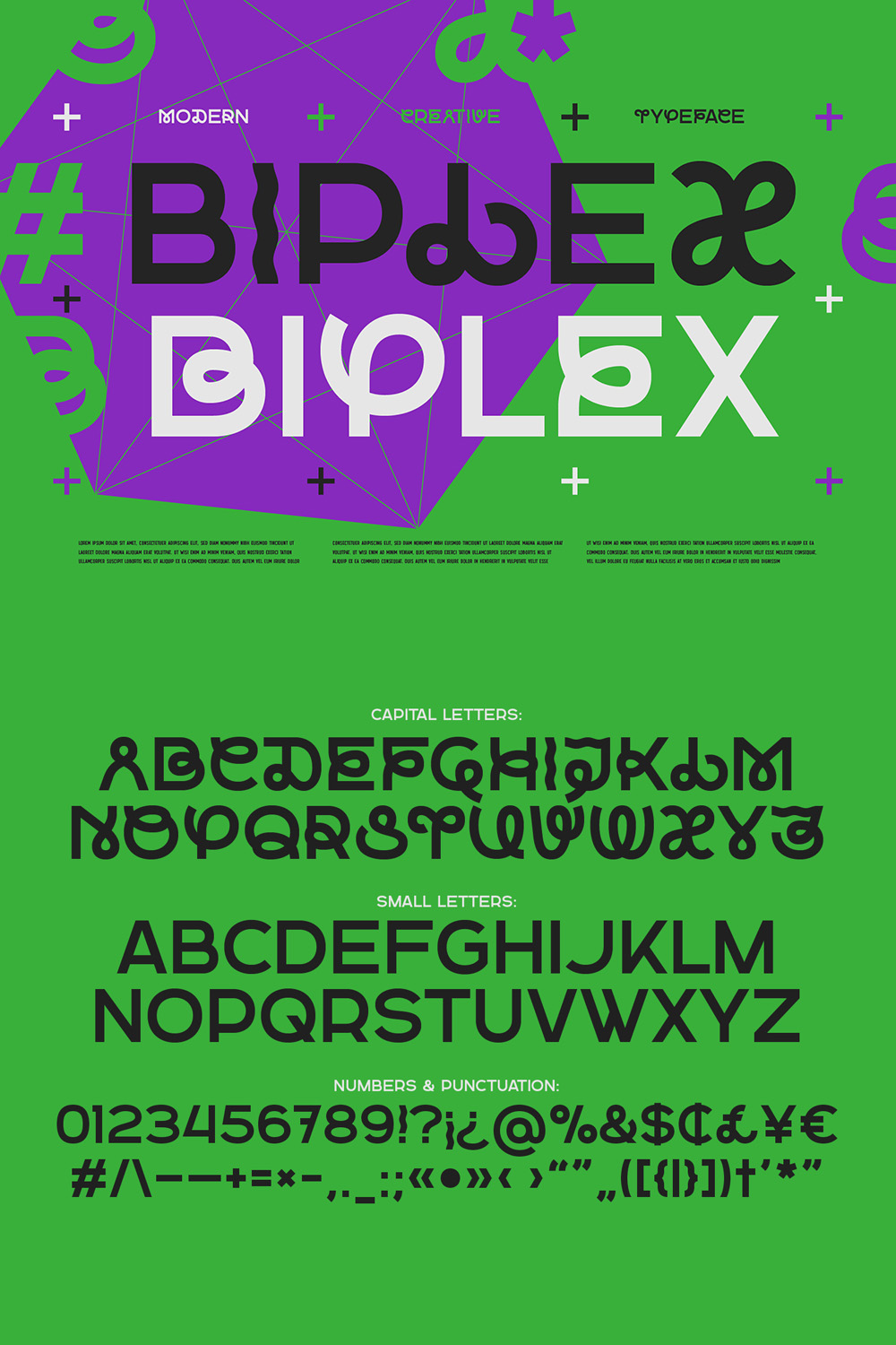 Biplex — Modern Creative Font pinterest preview image.