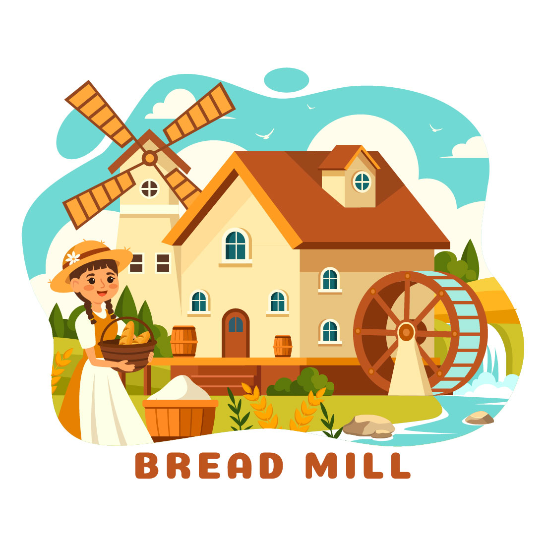 9 Bread Mill Design Illustration preview image.