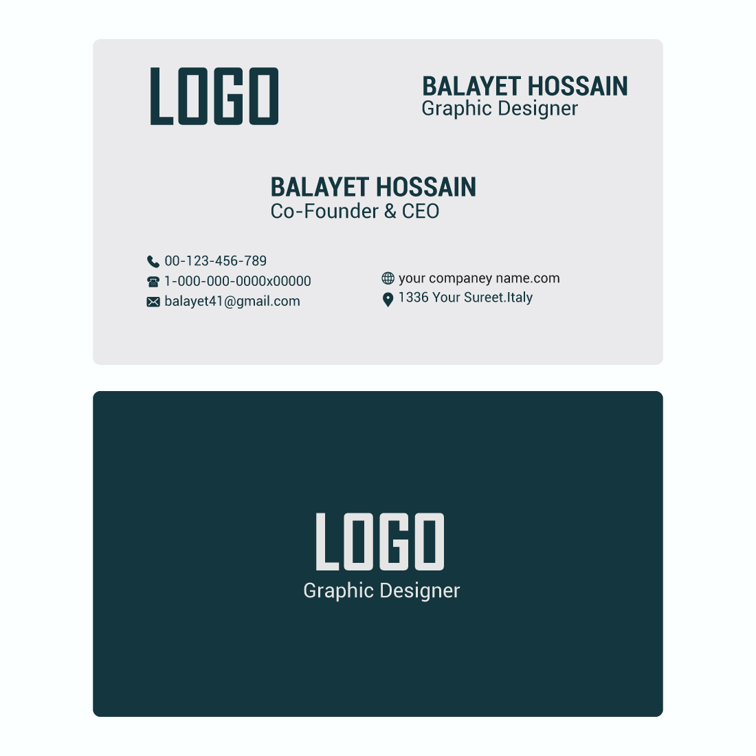 professional business cards templates, Editable Business Card, Minimalist Business Cards, Printable Business Card, Modern Business Card preview image.