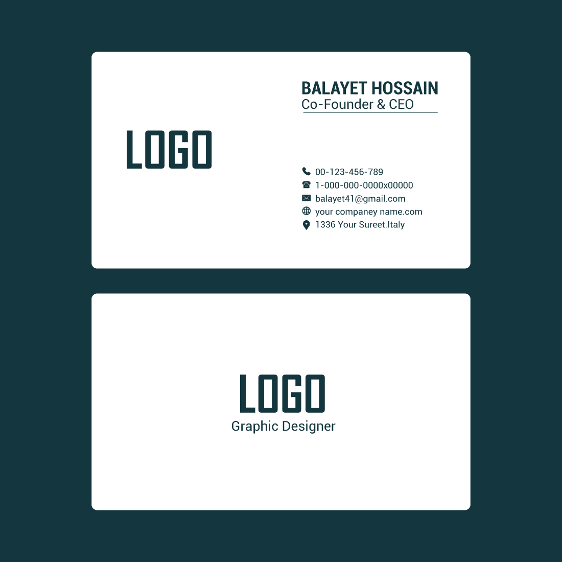 professional business cards templates, Editable Business Card, Minimalist Business Cards, Printable Business Card, Modern Business Card preview image.