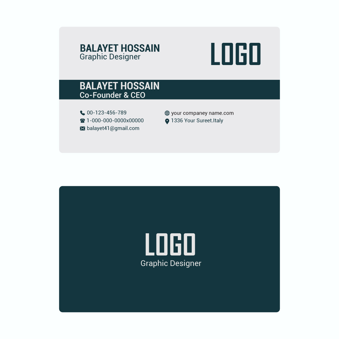 Professional Business Cards Templates, Editable Business Card, Minimalist Business Cards, Printable Business Card, Modern Business Card preview image.