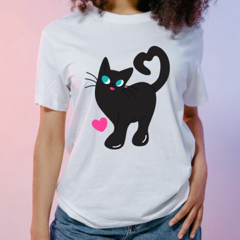 Cute cat T Shirt Design cover image.