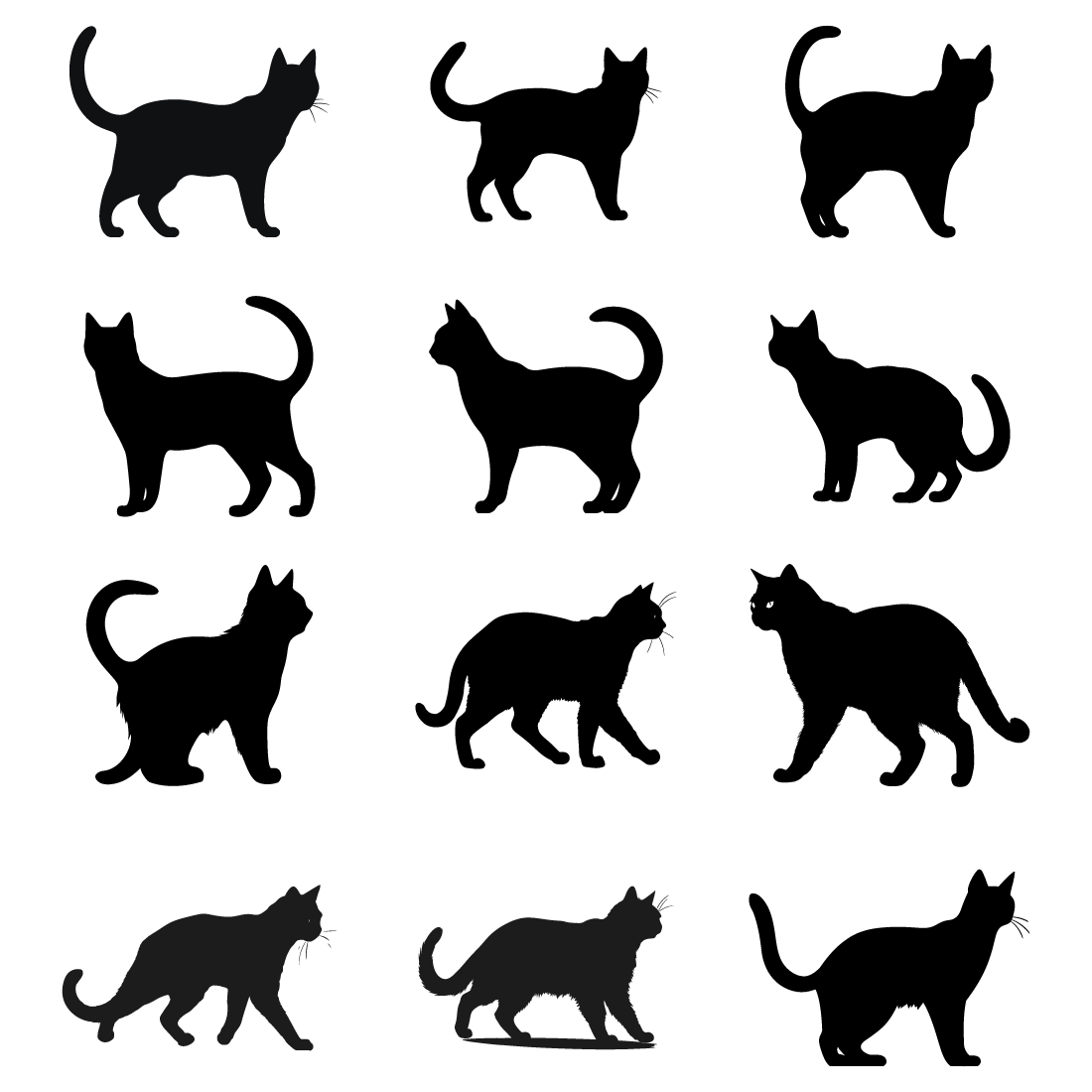 ute Cat Bundle animal vector, Cat silhouettes and icons preview image.