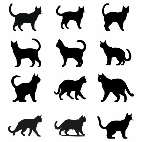 ute Cat Bundle animal vector, Cat silhouettes and icons cover image.