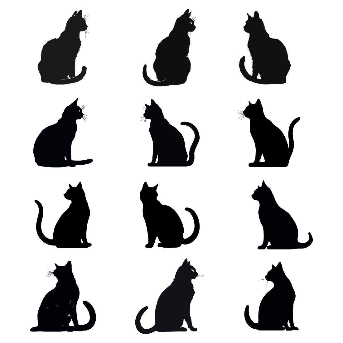 Cute Cat animal vector, Cat silhouettes and icons logo pinterest preview image.