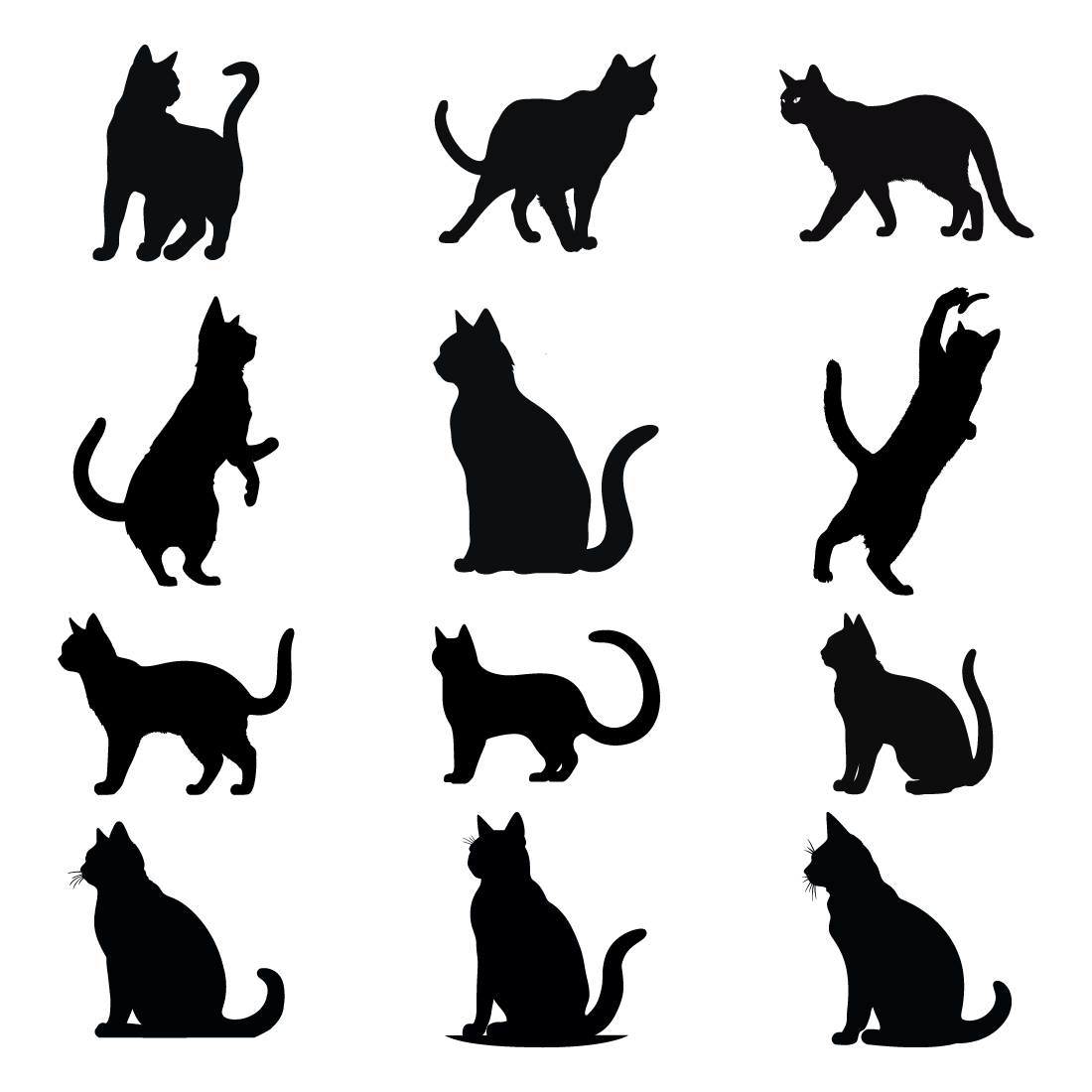 Cute Cat animal vector, Cat silhouettes and icons logo preview image.