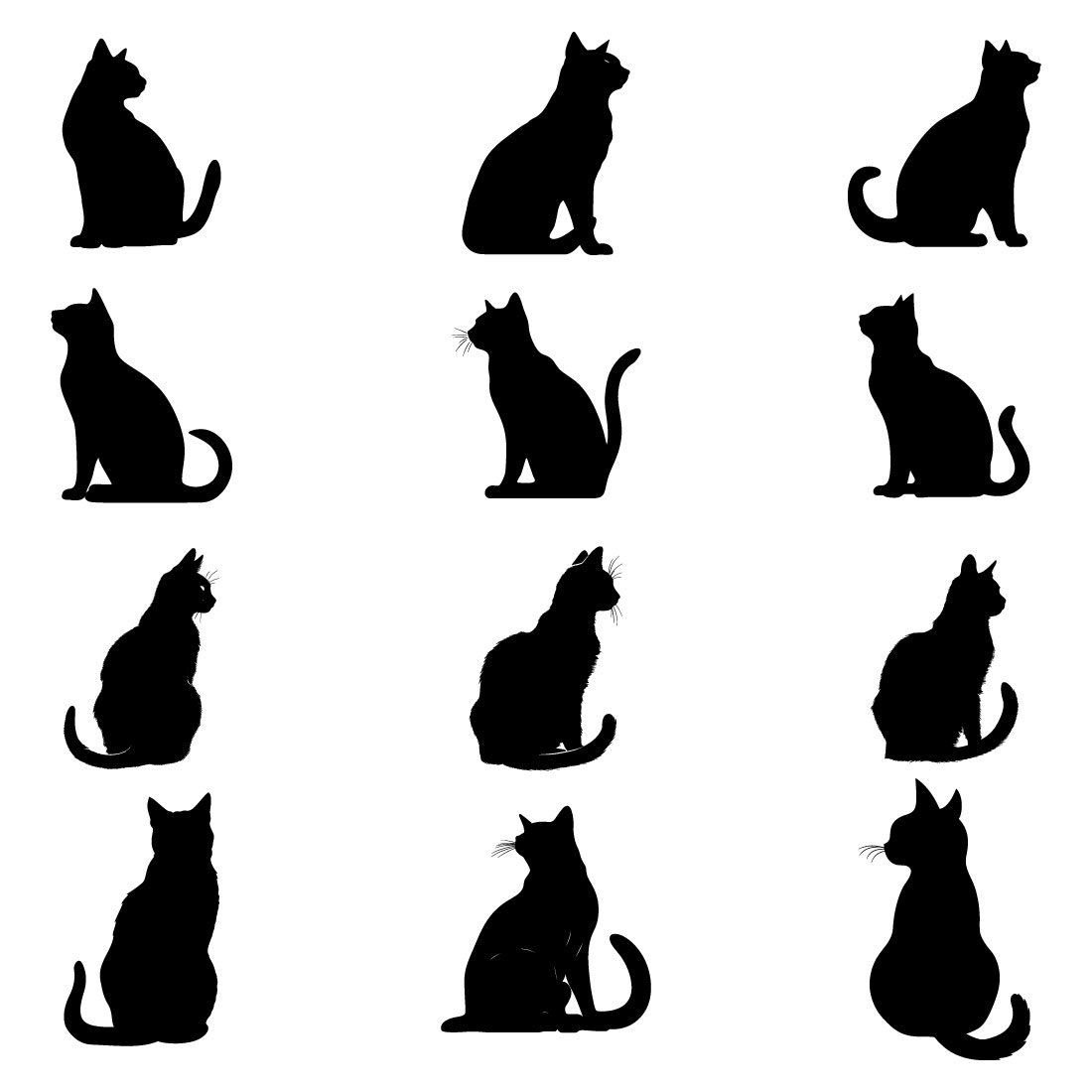 Cute Cat animal vector, Cat silhouettes and icons logo preview image.