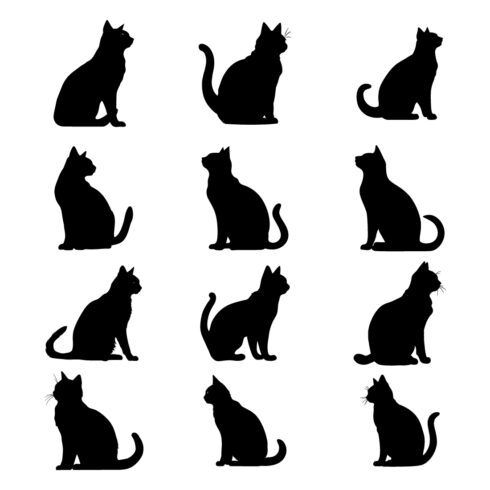 Cat bundle, Cat Clip art, Cat Silhouette, Vector Cat cover image.