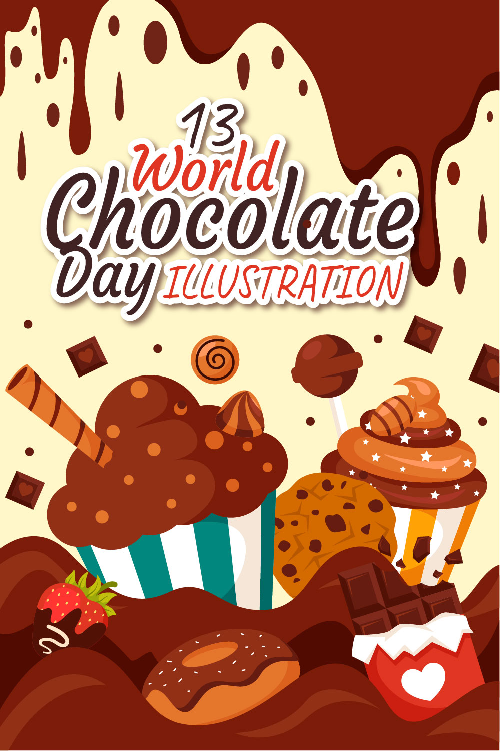 13 World Chocolate Day Illustration pinterest preview image.