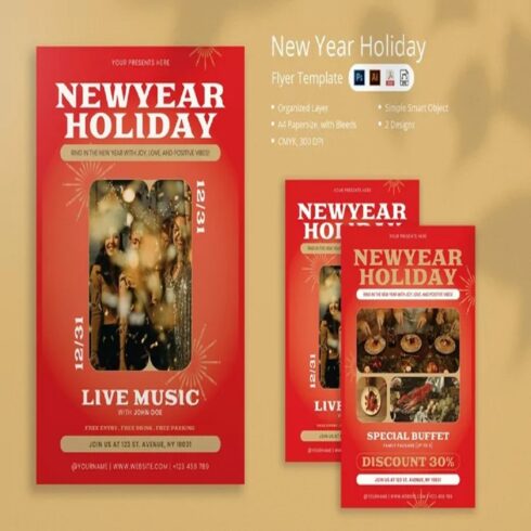 New Year Holiday Flyer cover image.