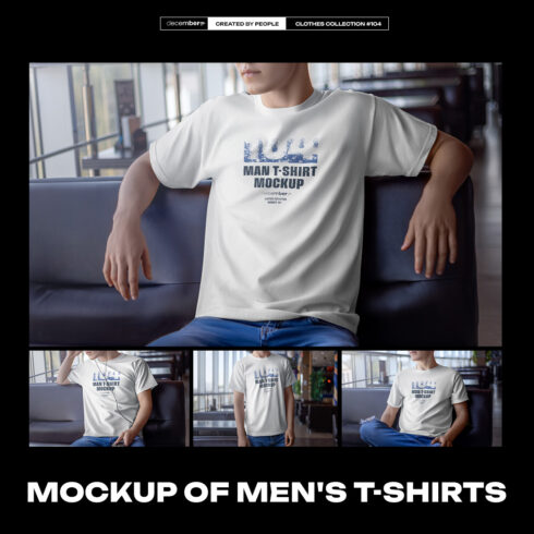 4 Mockups Man T-Shirt In The Indoor cover image.