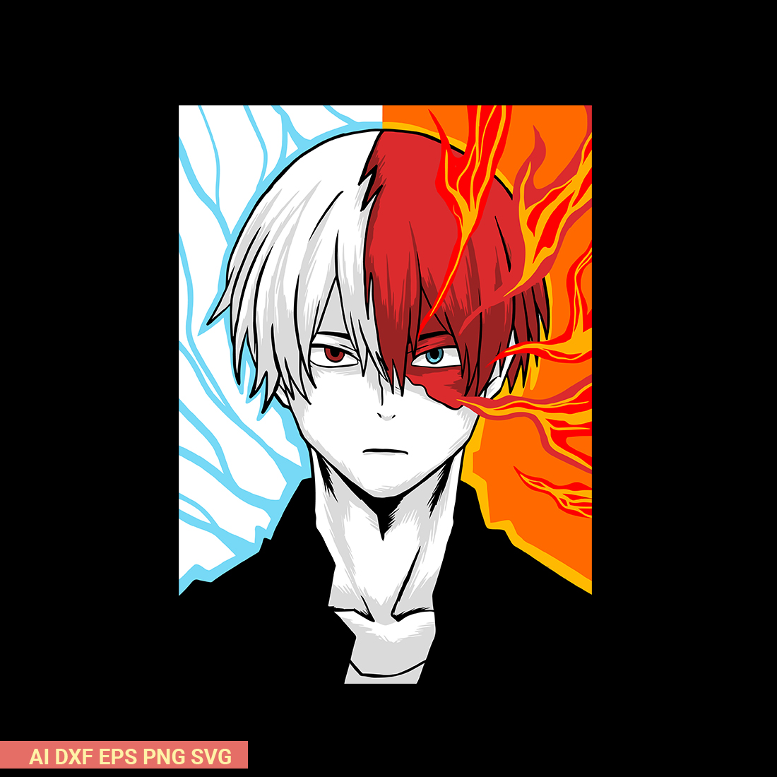 Cute Shoto Todoroki My Hero Academia tshirt design preview image.