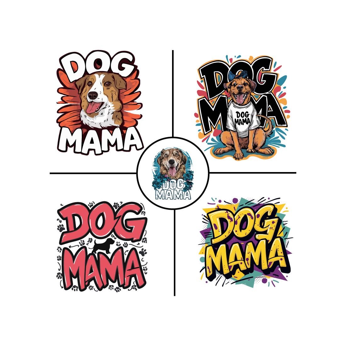 Dog Mama T Shirt Design BUNDLE preview image.
