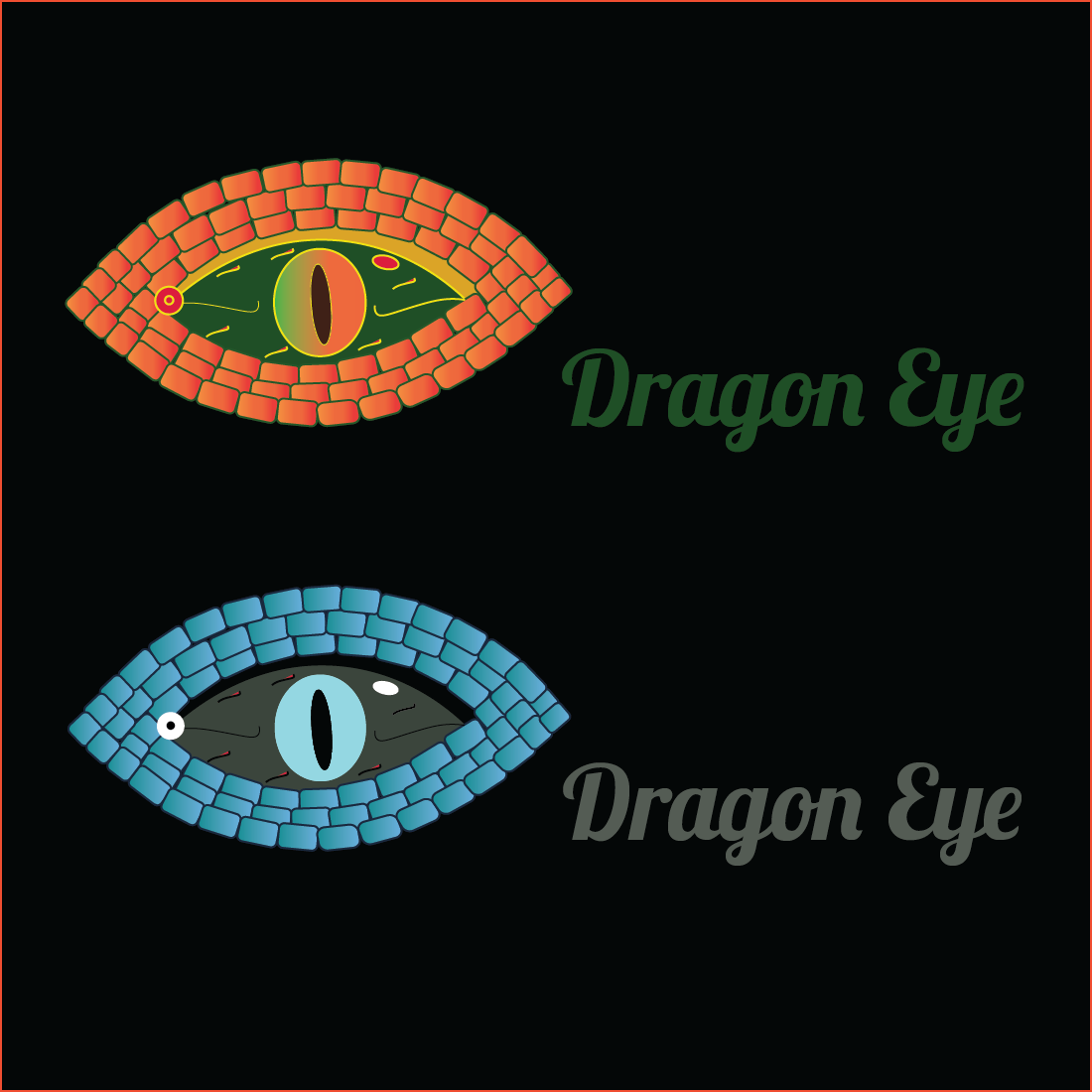 Dragon eye logo with color variations preview image.