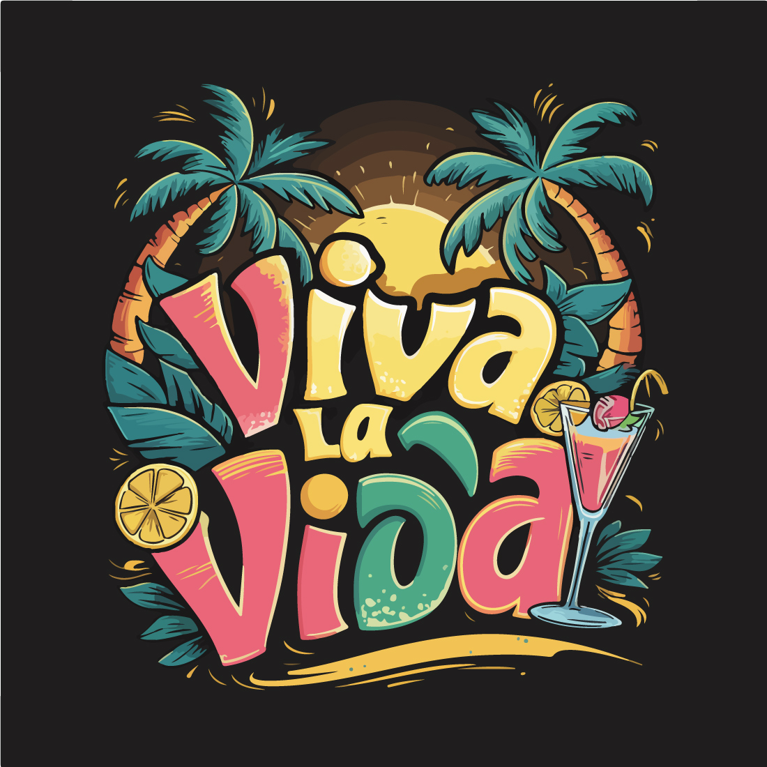 Palm tree vector silhouette illustration vintage design preview image.