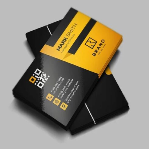 Elegant And Creative Gold Black Business Cards cover image.