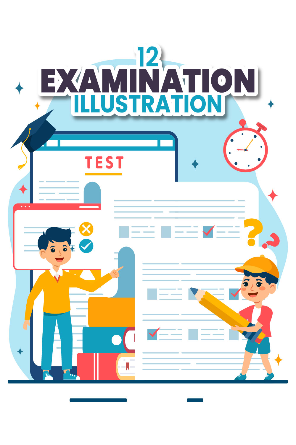 12 Examination Vector Illustration pinterest preview image.