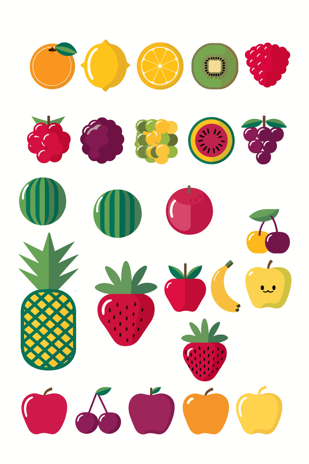 Fruit icons pinterest preview image.