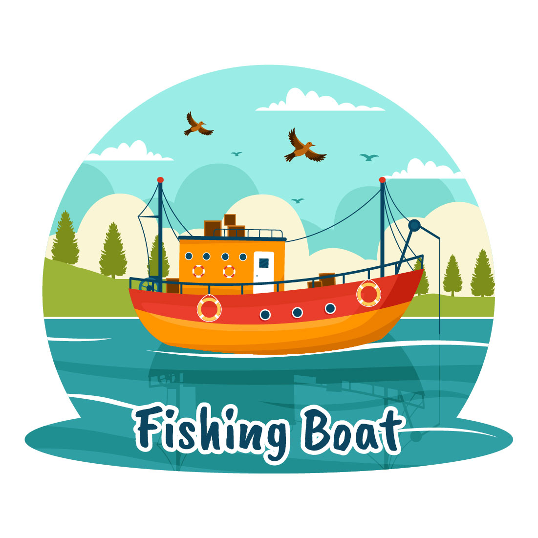 9 Fishing Boat Illustration preview image.