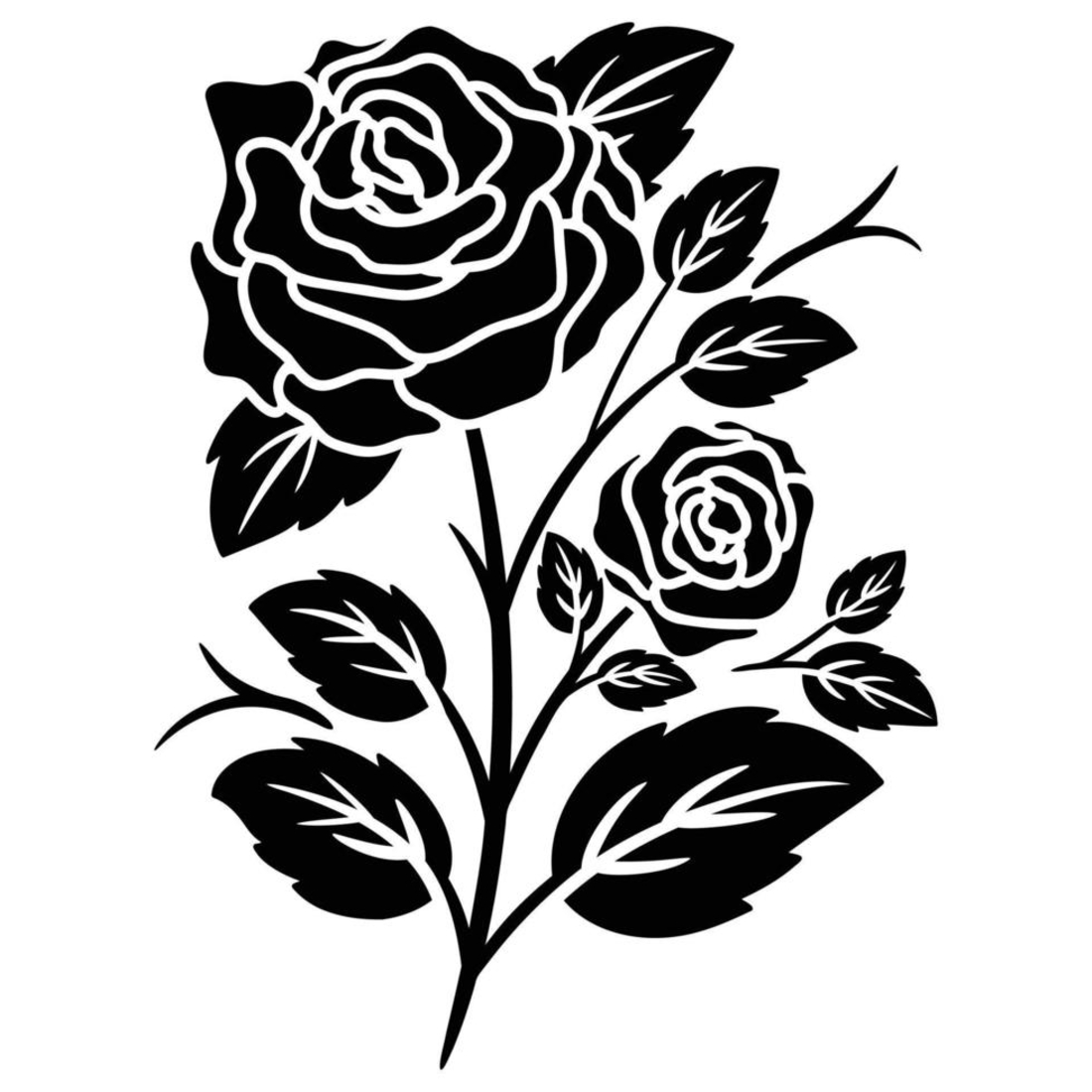 Hand drawn rose silhouette preview image.
