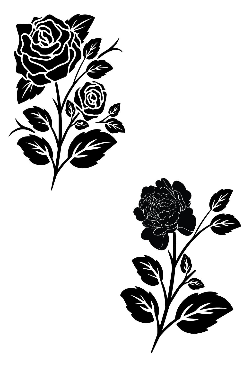 Hand drawn rose silhouette pinterest preview image.