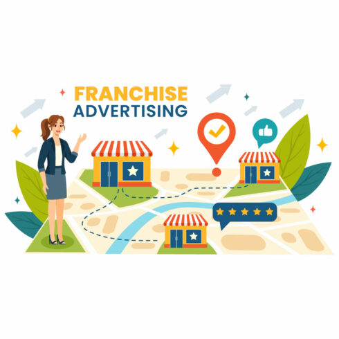 12 Franchise Advertising Business Illustration cover image.