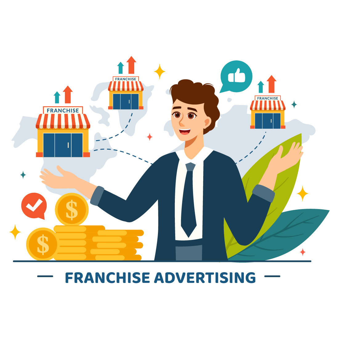 12 Franchise Advertising Business Illustration preview image.