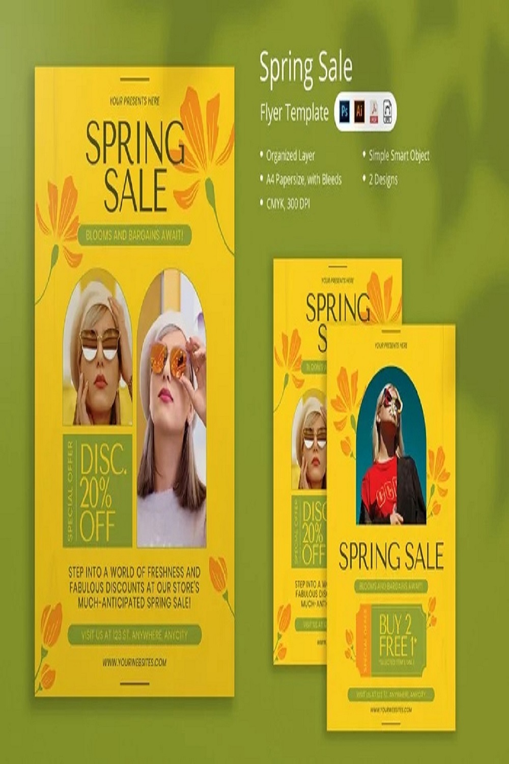 Spring Sale Flyer pinterest preview image.