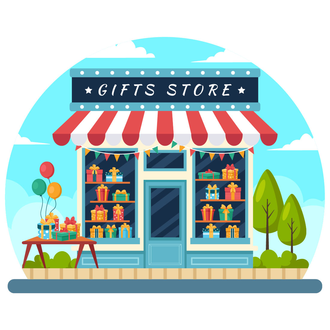 8 Gifts Store Design Illustration preview image.