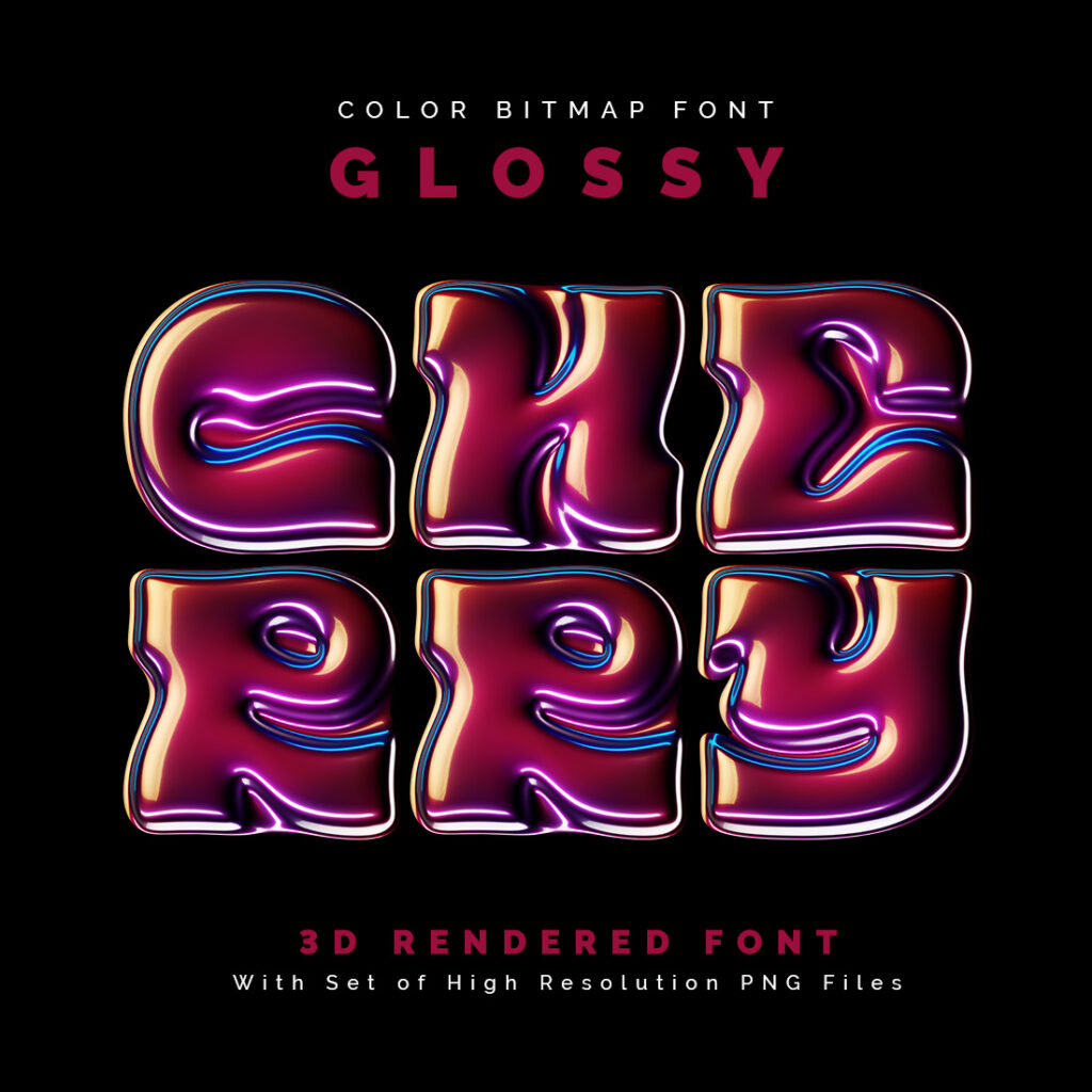 Glossy Cherry — Color Bitmap Font - MasterBundles