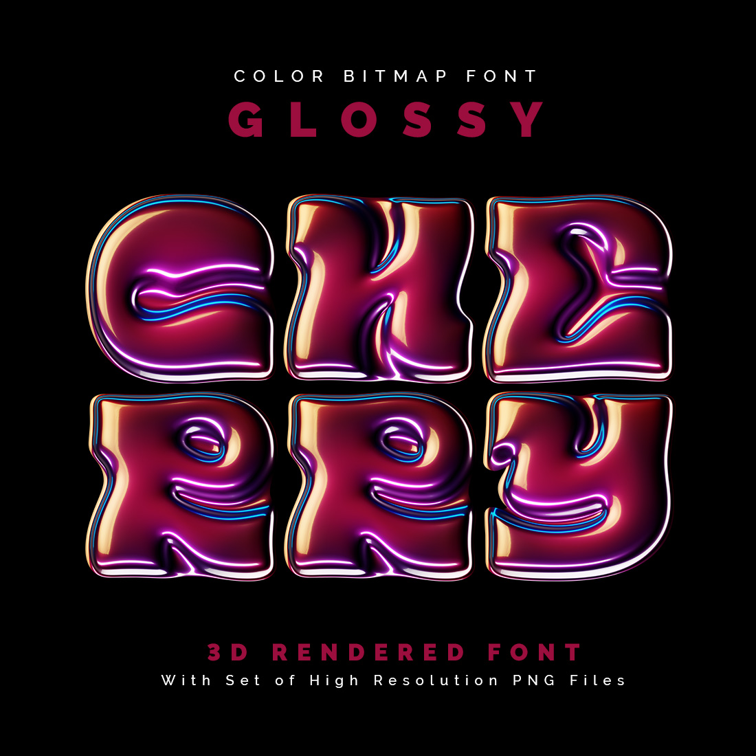 Glossy Cherry — Color Bitmap Font cover image.