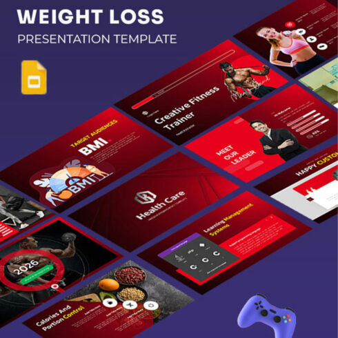 Weight loss and dieting Premium Google Slide Template cover image.