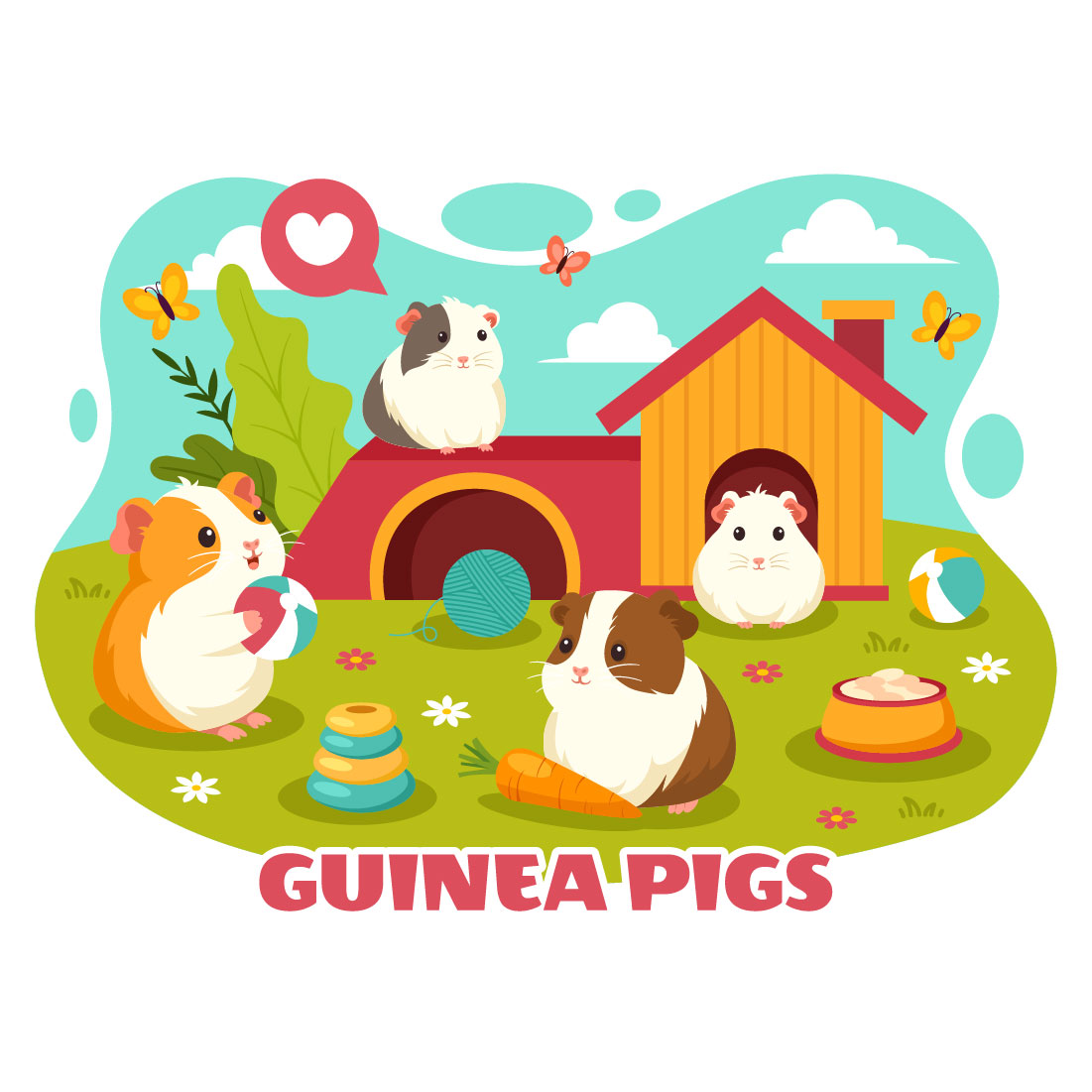 12 Guinea Pig Pets Illustration preview image.