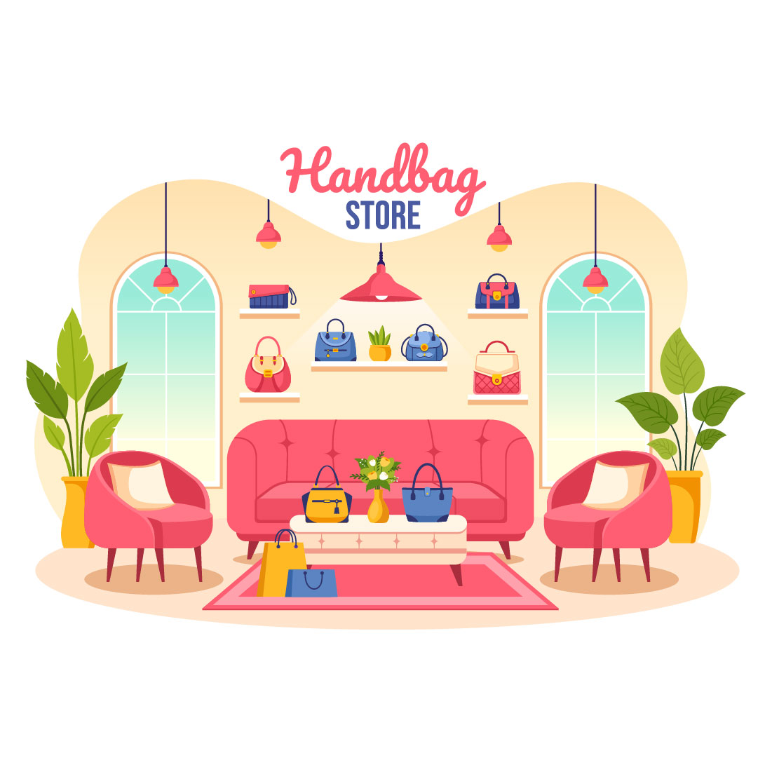 10 Handbag Store Illustration preview image.