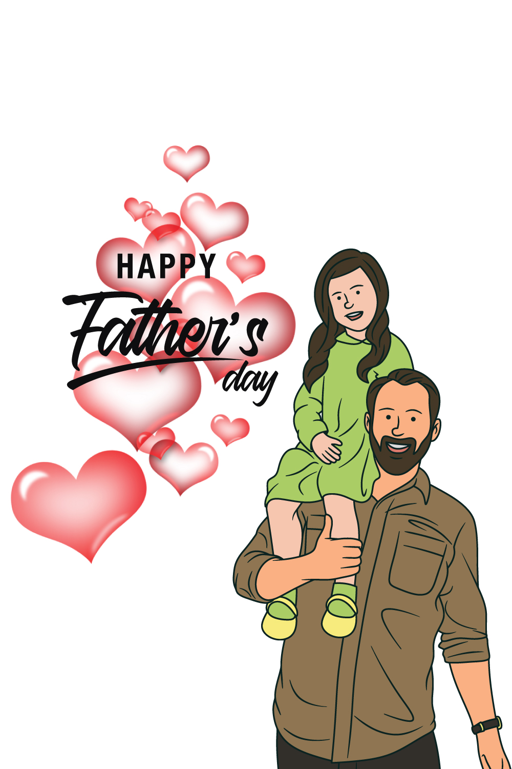 Happy Father's Day Vector pinterest preview image.