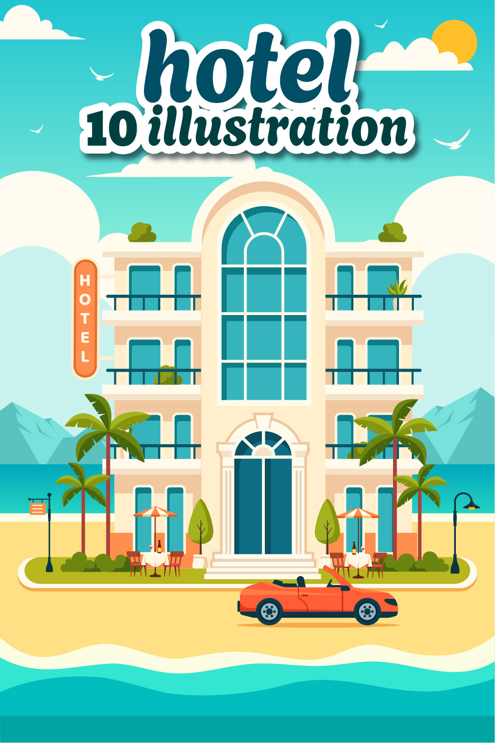 10 Hotel Vector Illustration pinterest preview image.