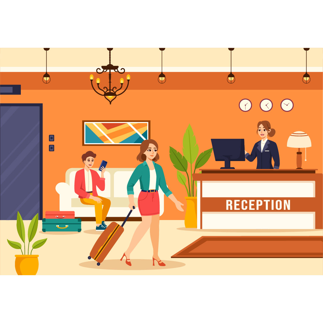 10 Hotel Vector Illustration preview image.