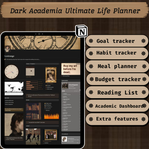 Dark Academia Ulimate Life Planner cover image.