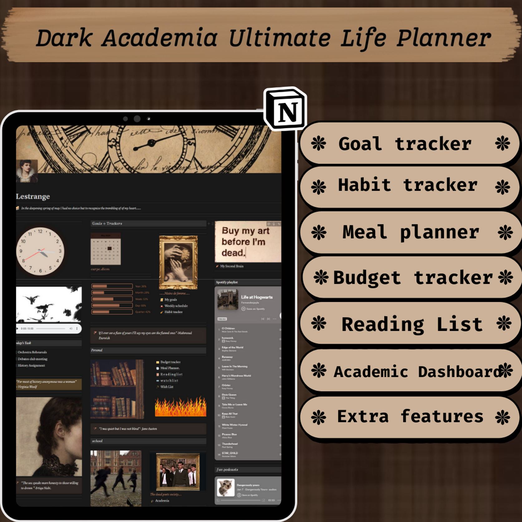 Dark Academia Ulimate Life Planner cover image.