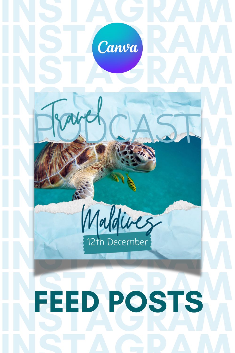 30 Travel Influencers Instagram Posts Design Canva Templates pinterest preview image.