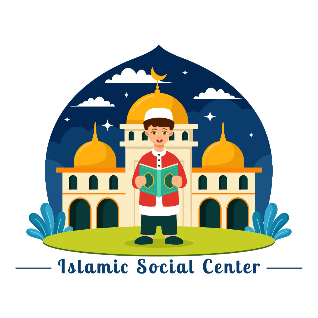 9 Islamic Social Center Illustration preview image.