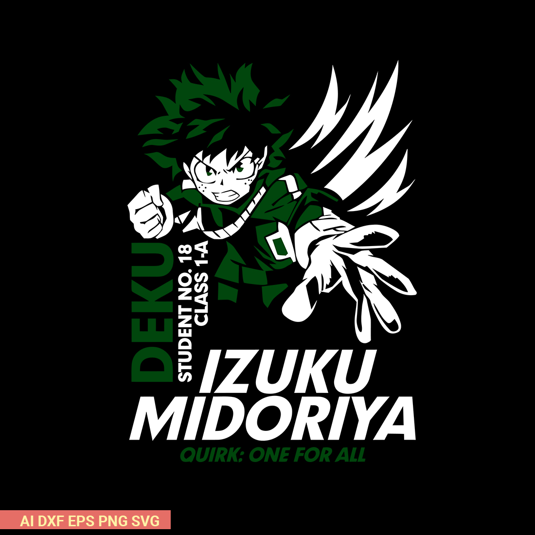 Izuku Midoriya Svg, My Hero Academy Svg, Deku Svg, Anime Svg, Anime Svg Png Dxf Eps Svg preview image.