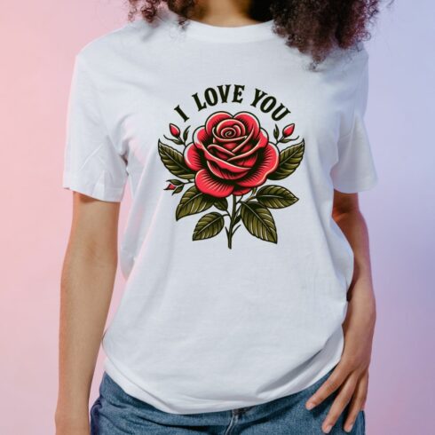 I love you flower t shirt design cover image.