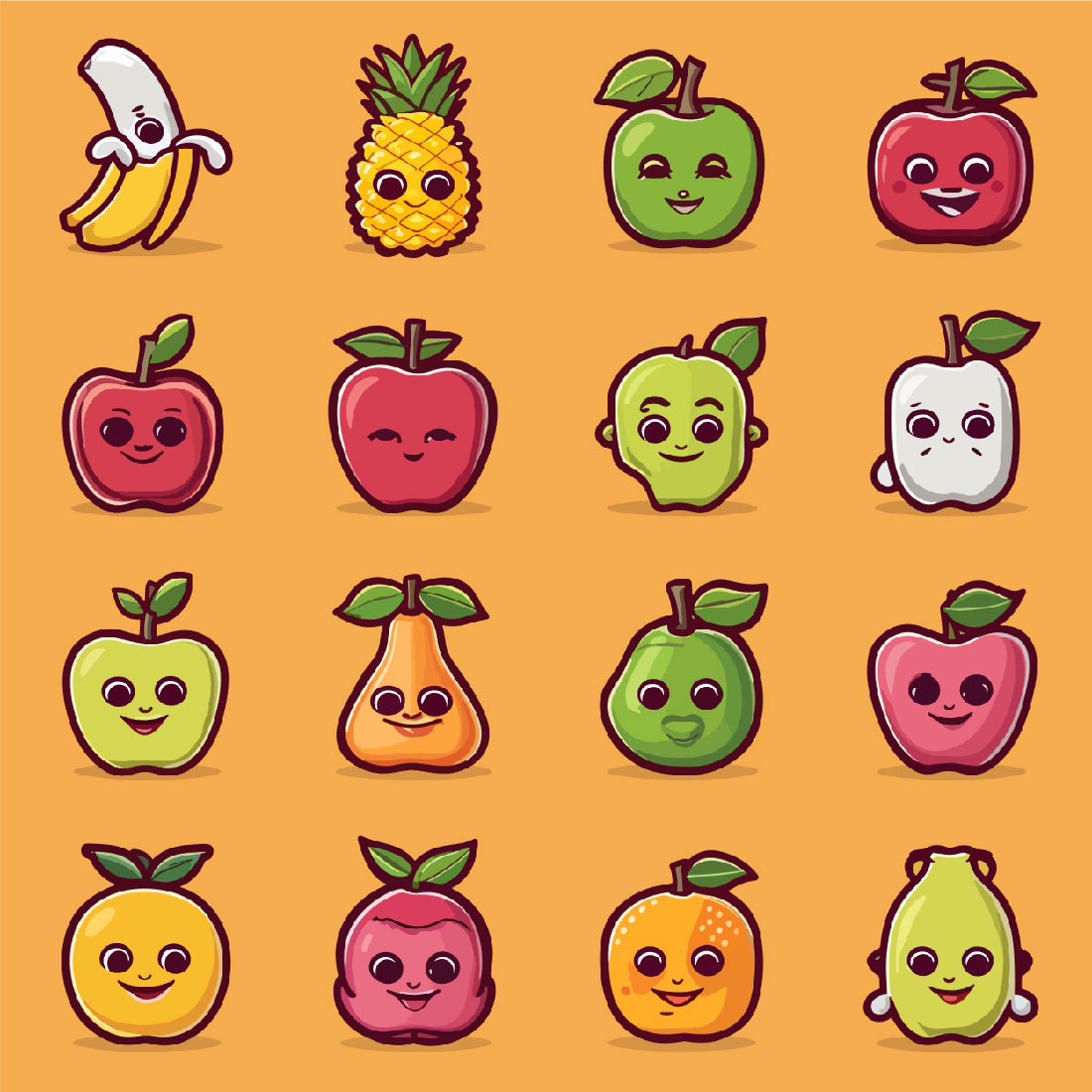 Cute Cartoon Fruit Characters preview image.