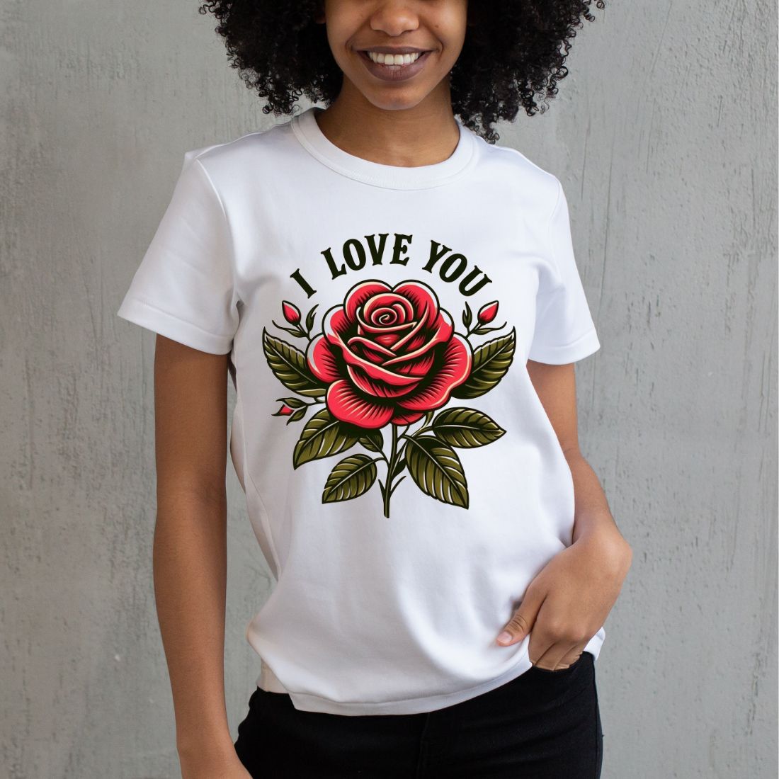 I love you flower t shirt design preview image.